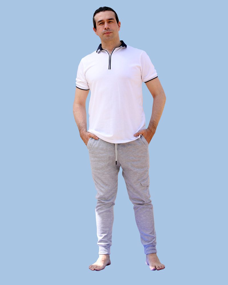 Jogger Premium para Hombre. Tipo Cargo. Gris Claro