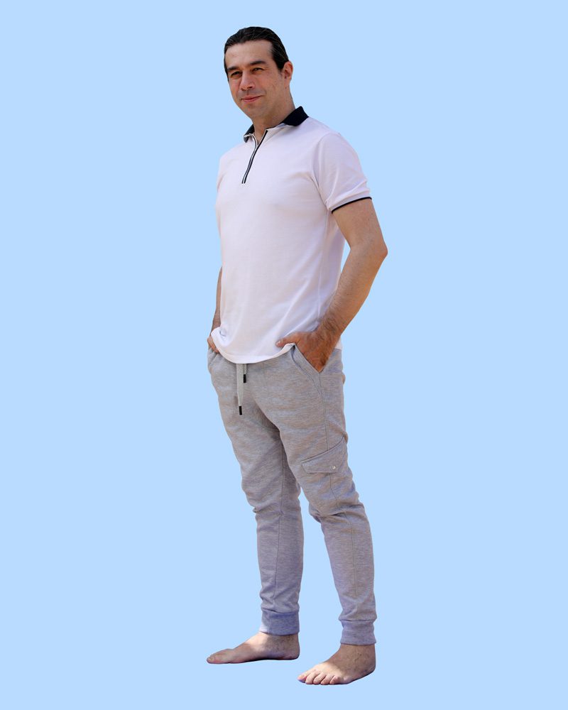 Jogger Premium para Hombre. Tipo Cargo. Gris Claro